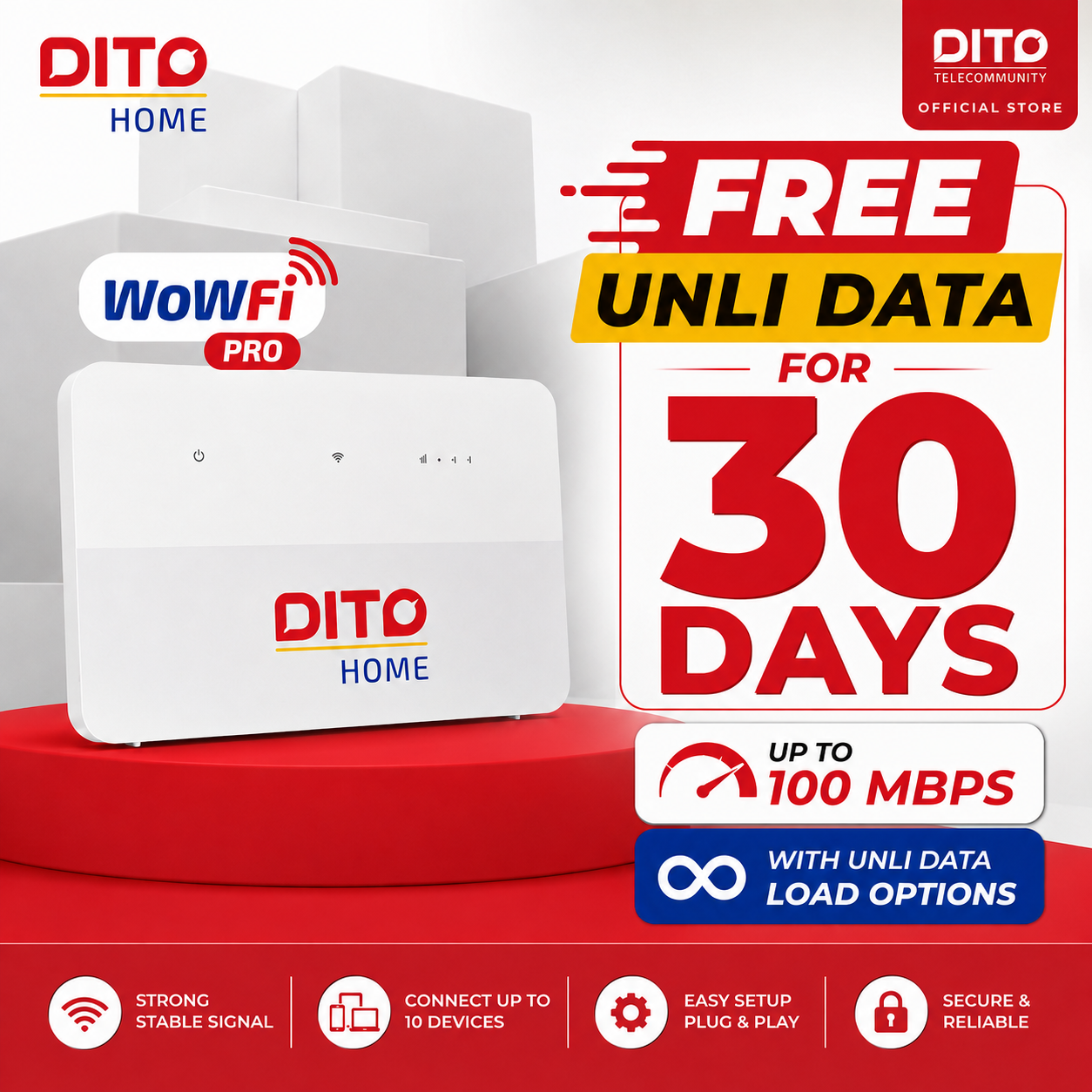 DITO Home WoWFi Pro w/ FREE Unli Data for 15/30 days